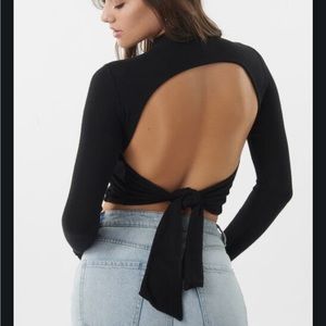 Garage Open-Back Mock Neck Tee